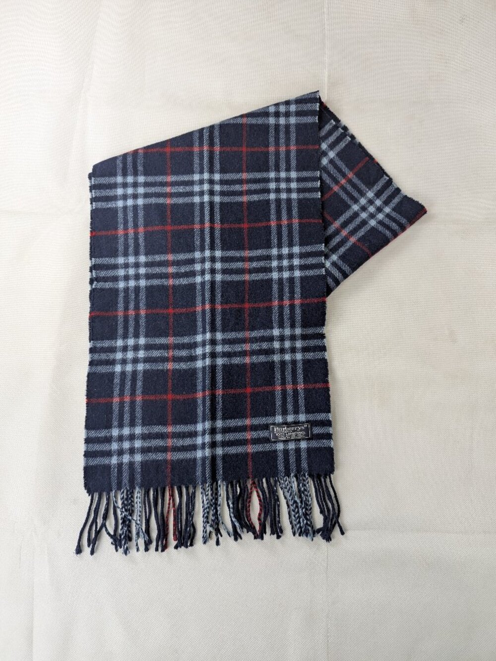 Luxury Burberry 100% Lambswool Check Scarf Blue Unisex Cold Weather Style
